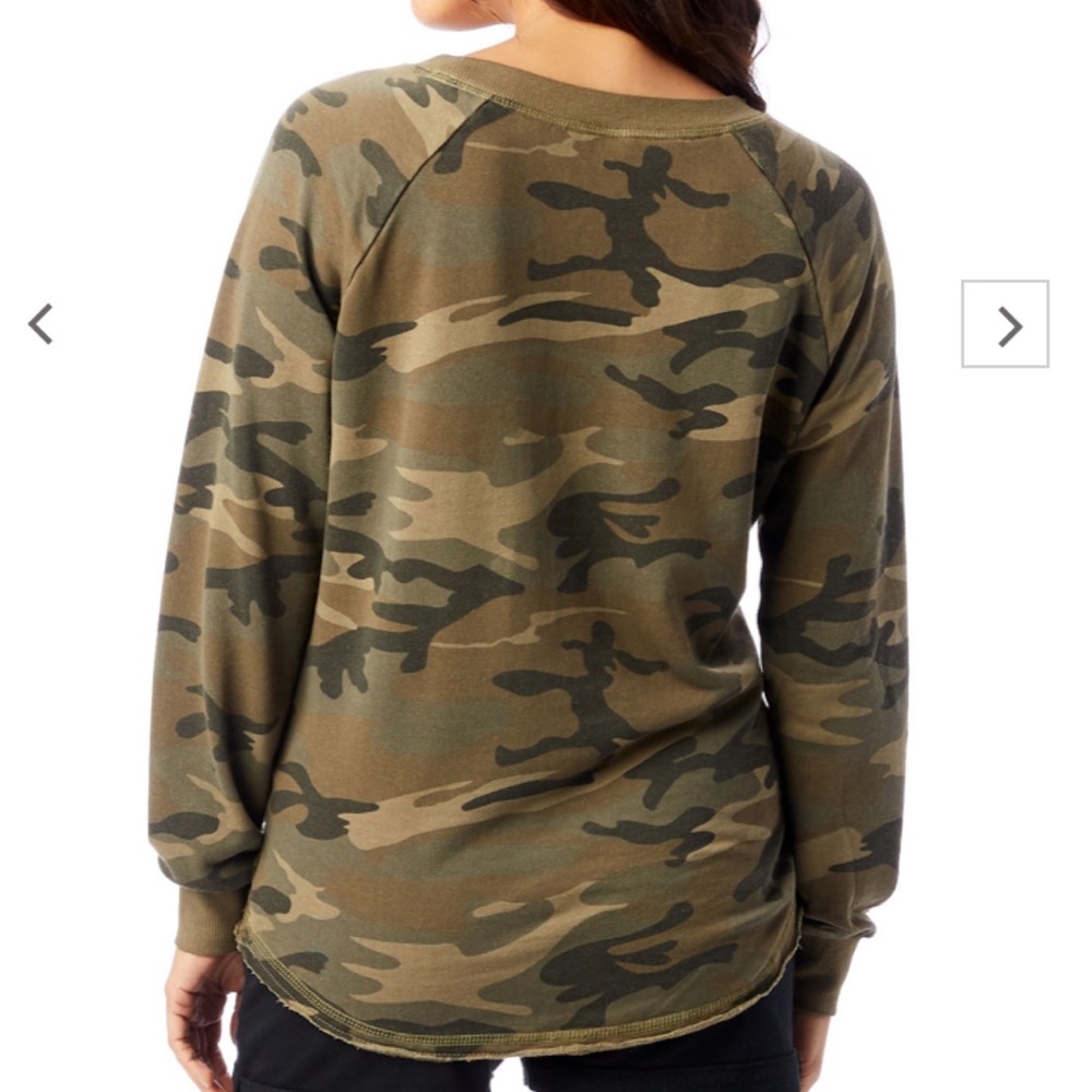 Alternative Apparel Lazy Day Green Camo Pullover Sweatshirt M - Picture 3 of 14